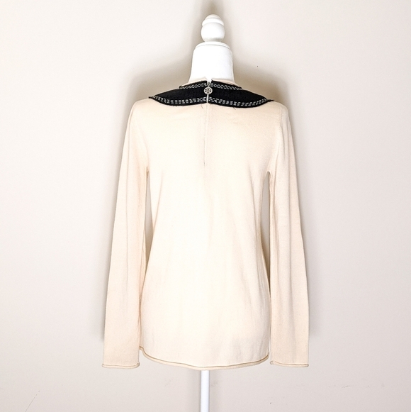 Tory Burch EMBELLISHED Long Sleeve Sweater 100% Merino Wool - Picture 3 of 8